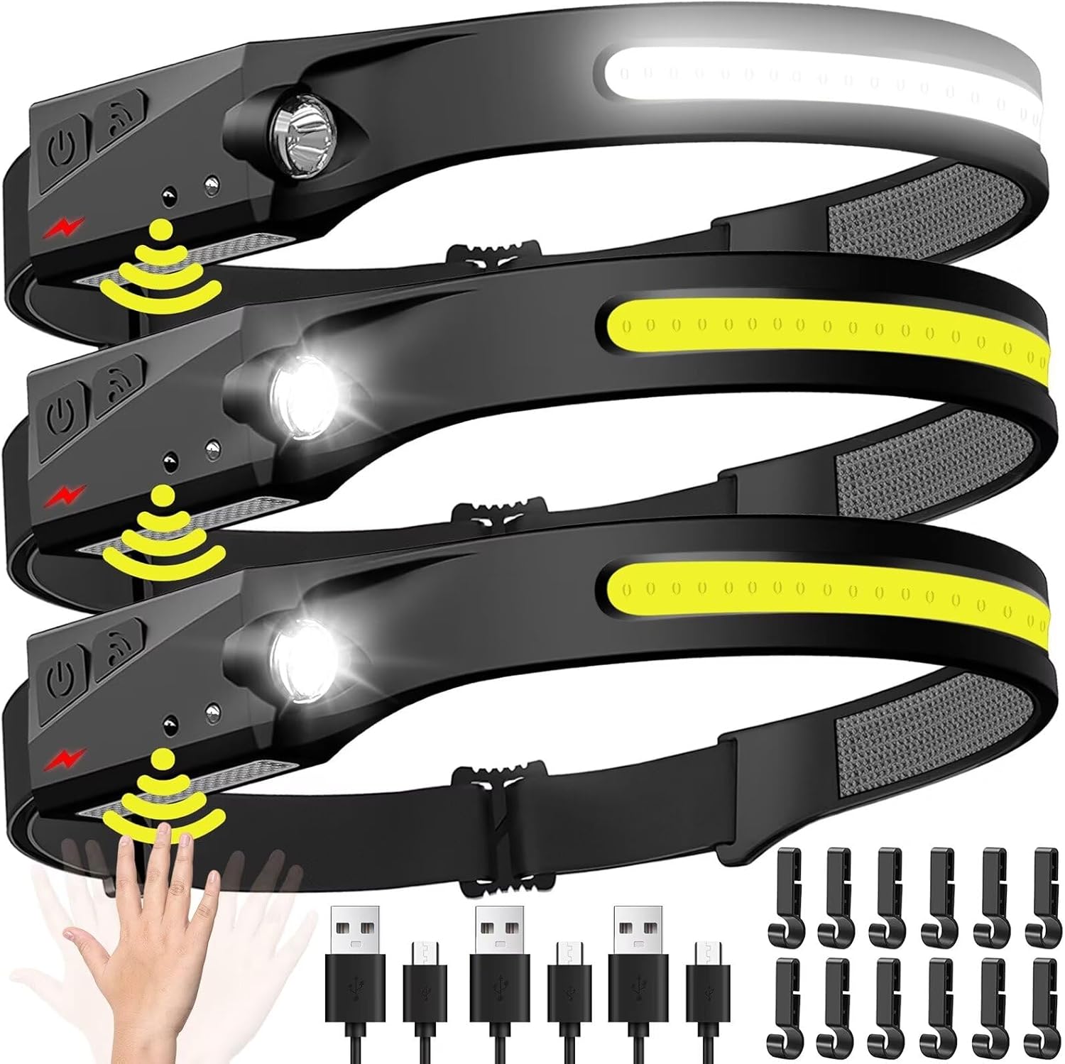 Fish Finder Battery - Lampe frontale à capteur LED, Rechargeable,